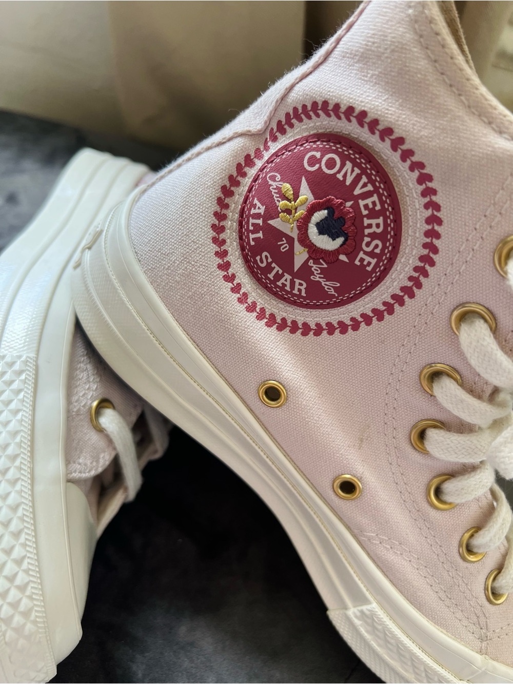 Converse Chuck Taylor Lift Platform Pink Floral Embroidered High Top Coquette